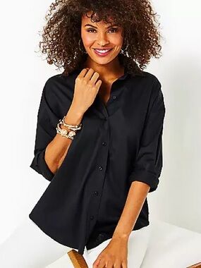 Lilly Pulitzer Black Button-Down Shirt